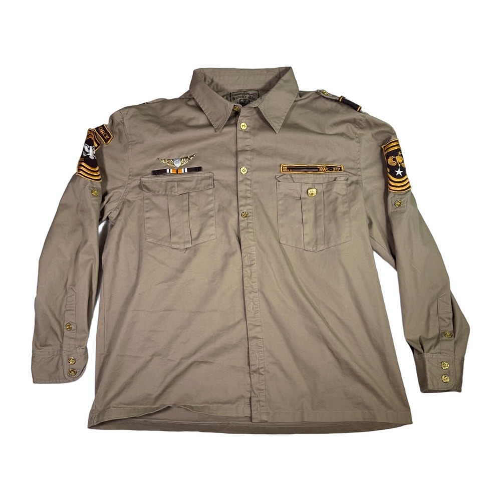 Smoke Rise Special Force Military Patch Shirt Khaki Button Down 3XL